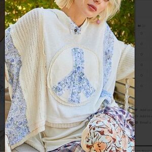 P2058–(5 colors) POL Floral Crochet Hooded Sweater